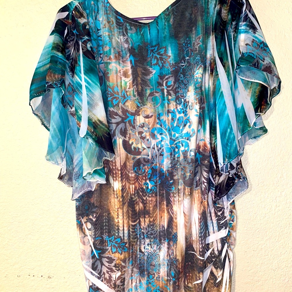 Multicolored short sleeve blouse